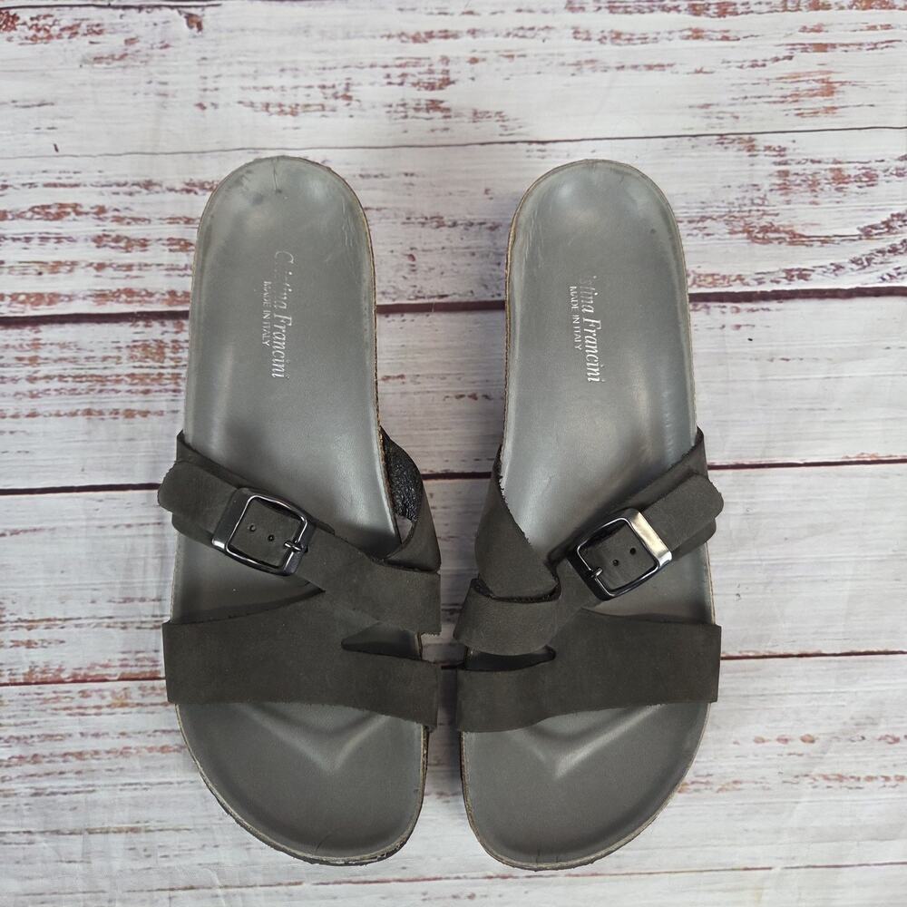 Cristina Francini Shoes Womens Size 8.5 M Leather Slide Sandals Made in Italy Co